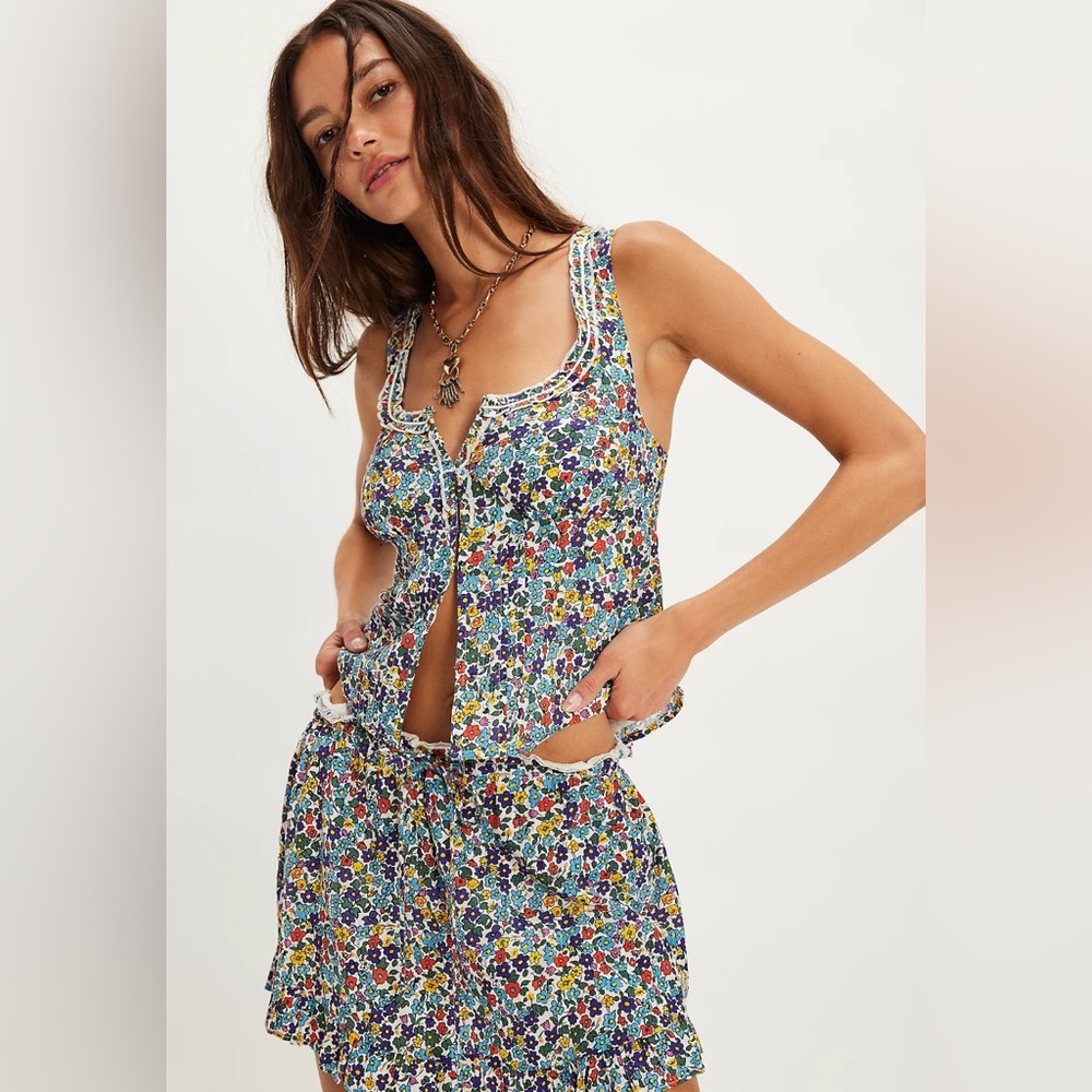 Free People Blue Floral Set